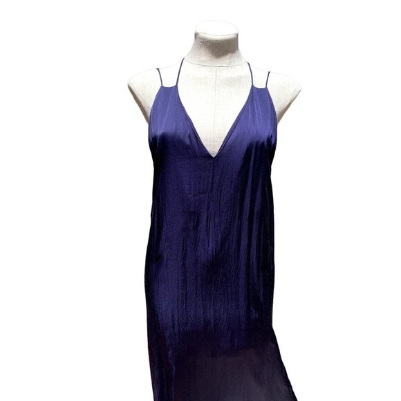 Stockholm Atelier & Other Stories Satin Slip Dress Midnight Blue US 8 - Picture 3 of 12